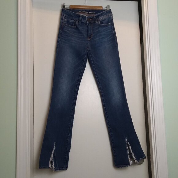 American Eagle 'Stretch Kick Boot' Distressed Split Front Hem Very Cute!  Sz 6 - Picture 8 of 8